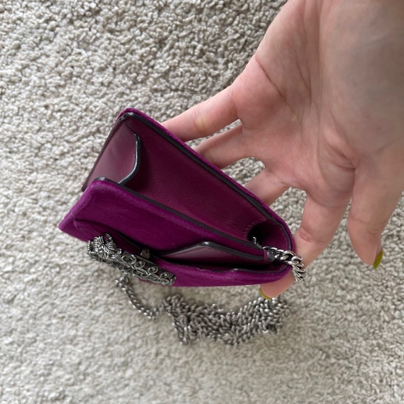 Like New Velvet Super Mini Dionysus Shoulder Bag Fuchsia - Picture 7 of 15